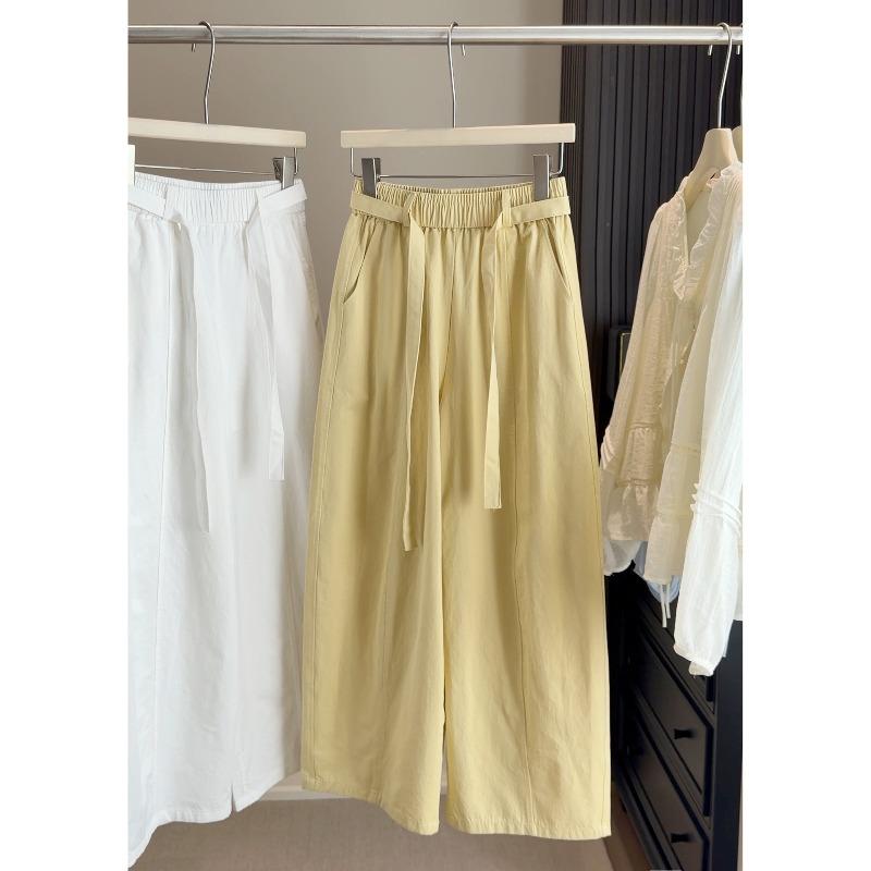 Japanese and Korean Washed Cotton Loose Wide-leg Scimitar Pants Women's Spring and Autumn New French Loose High-waisted and Thin Casual Pants