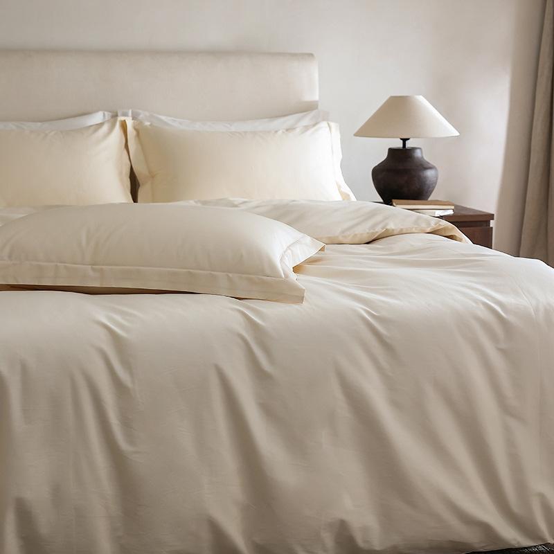 Pure Cotton Shares Xinjiang Velvet Solid Color Four-piece Set Cotton Simple Satin Skin-friendly Pure Cotton Satin Four-piece Set