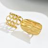 Stainless Steel Open Rings For Women Vintage Wide Irregular Geometric Texture Index Finger Rings Party Jewelry Gifts