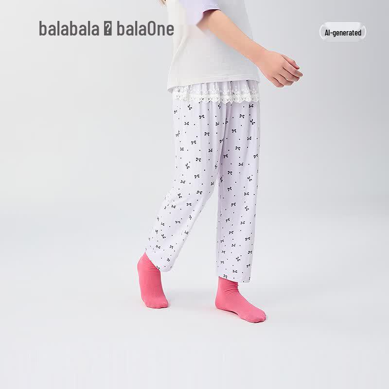 Balabala Girls' Summer Lace Trim Pajama Pants