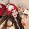 New Autumn and Winter Hat for Women's Bear Patch Wool Hat Korean Version of Versatile Warm Ear Protection Cute Knitted Hat Trendy