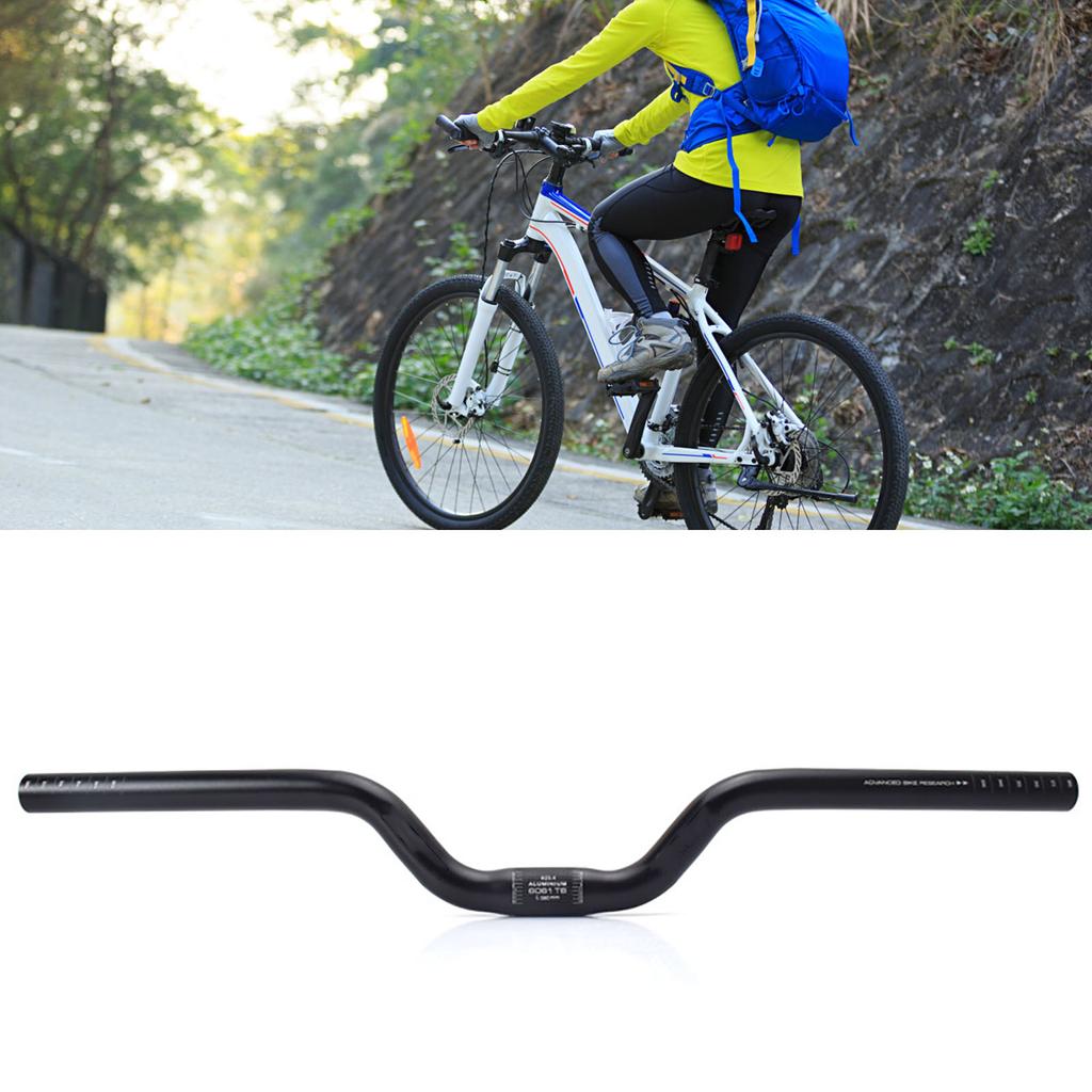 Mountain Bike Riser Handlebar 25.4mm Dia Aluminum Alloy Extra Long Bicycle Riser Bar for Folding Bike MTB