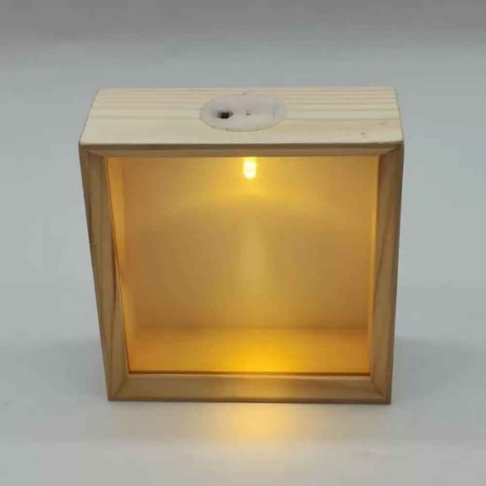 Decorative Display Case with Led Light Handmade 3D Picture Frame Wood DIY Nightlight  Tabletop