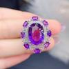 Luxury Gemstone Ring with Simulated Amethyst & Yellow Diamond