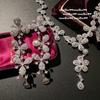 Palast Blume Edelstein Halskette Vintage Vergoldet 18K Gold, Iris Tropfen Zirkon Ohrringe