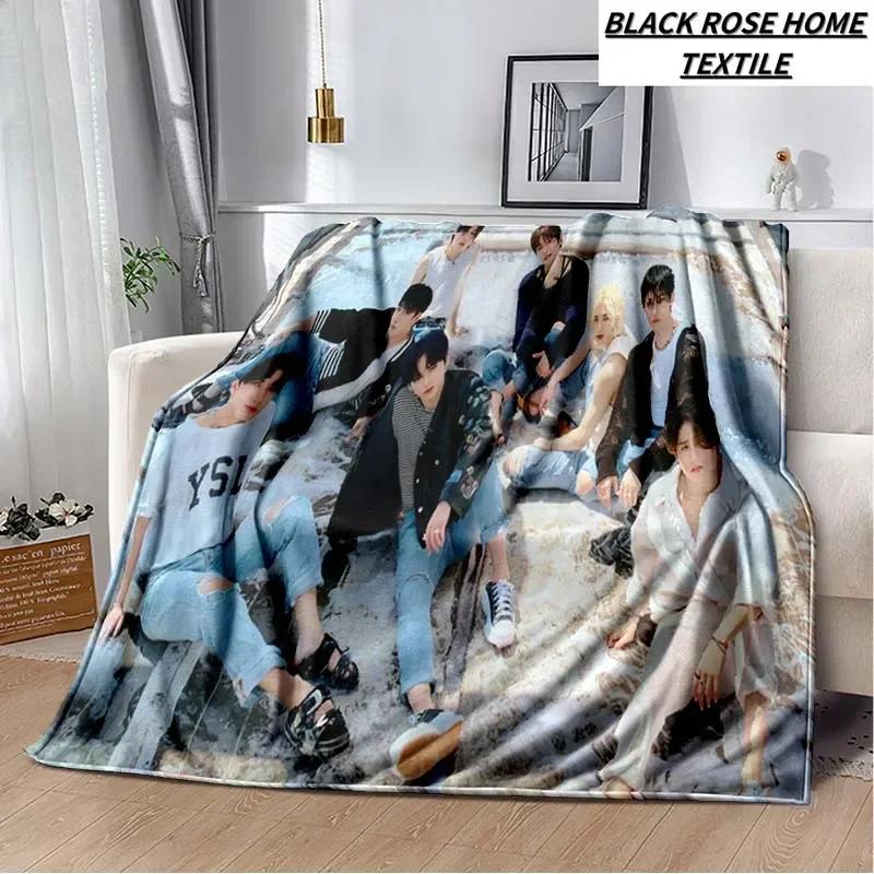 Manta con estampado de Arte de moda KPOP stray-kids Idol, sof de sala de estar, manta de felpa suave para dormir, Sbana de