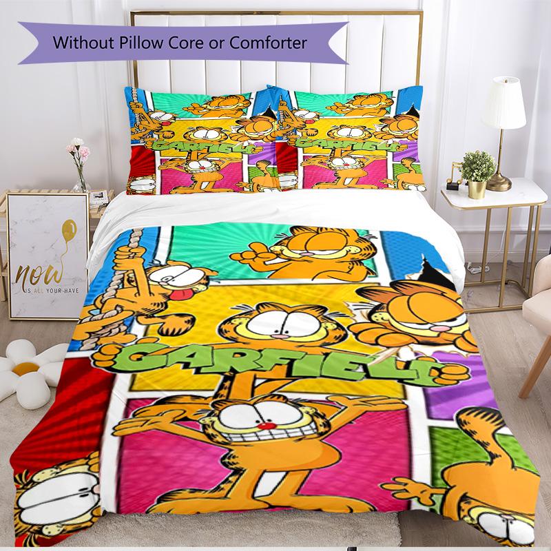 3pcs Duvet Cover Set (1*Duvet Cover + 2*Pillowcase, Without Core), Garfield Print Soft All‑Season Bedding Set, Home Bedroom Decor Gift