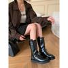 Fashion 2024 Belt Buckle Knee-high Boots Women Flat Chunky Long Boots Spring Autumn Brand Designer Shoes Round Toe Knight Boots Female