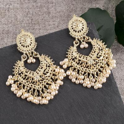 Bohemian Retro Ethnic Alloy Earrings with Heart Bell Tassel