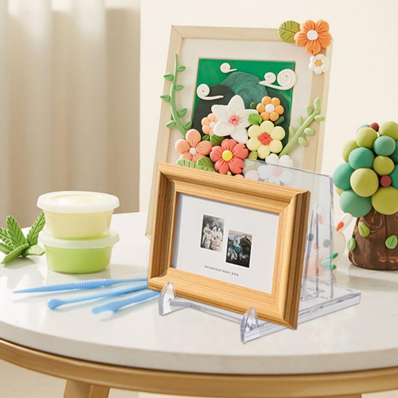 Acrylic Plate Stands For Display 24Pcs Transparent Book Stands Table Top Display Adjustable Holder For Display Photos Holder