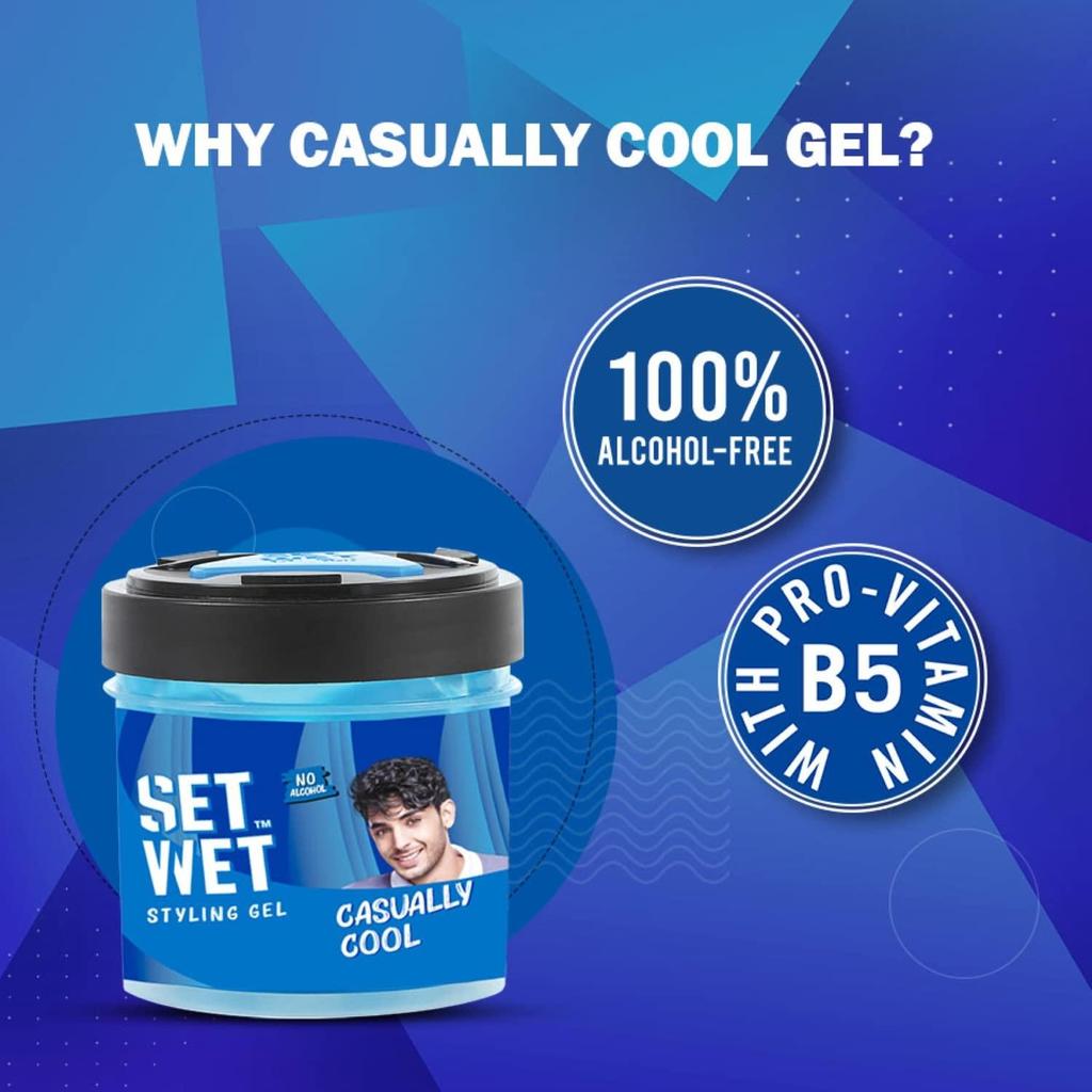 Styling Hair Gel for Men - Casually Cool, 250gm | Medium Hold, High Shine | For Medium to Long Hair |No Alcohol, No Sulphate