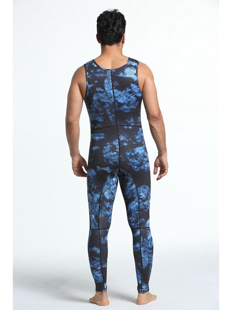 Kamuflážový 3mm potápěčský a spearfishingový neopren s kapucí - Chladuvzdorný a teplý jednodílný oblek pro freediving a lov