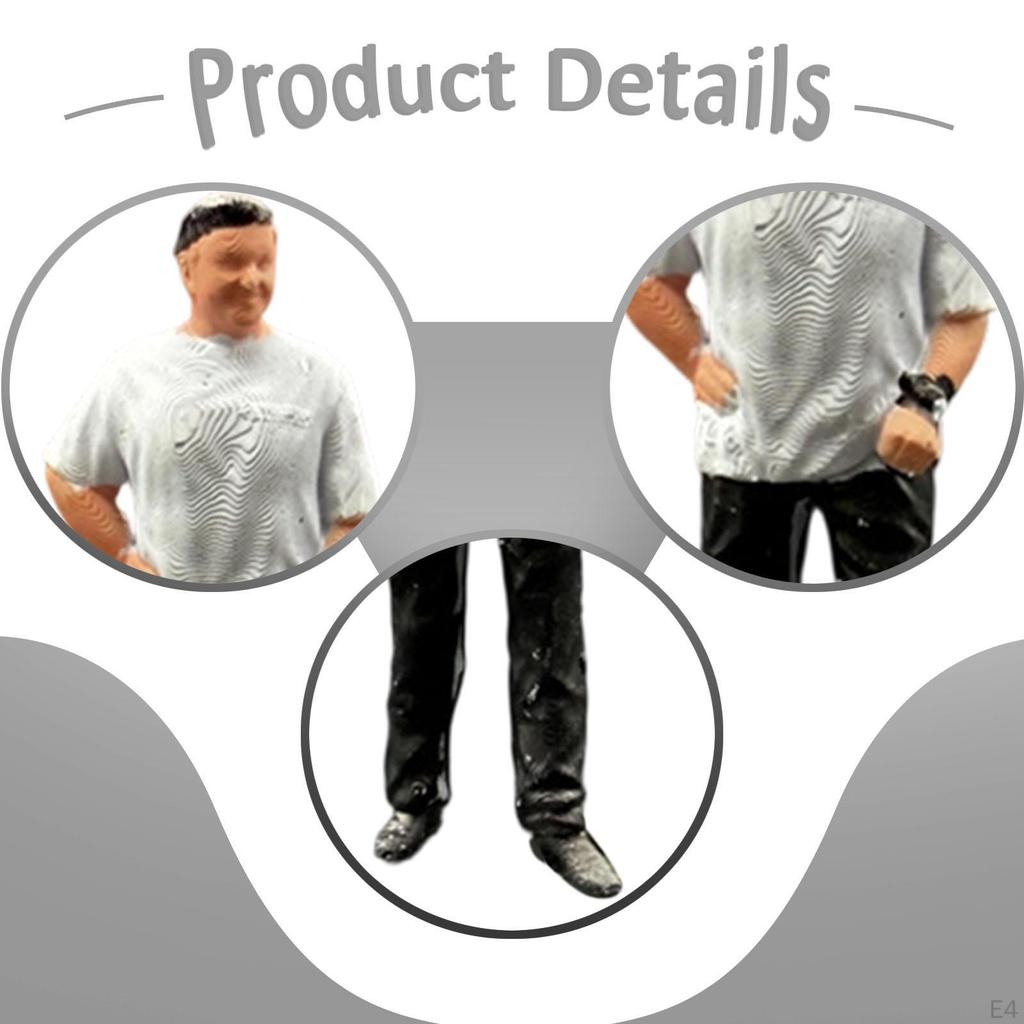 1/64 Miniature Figure Hand Painted 1:64 Scale Resin People Mini Figurine for Crafts