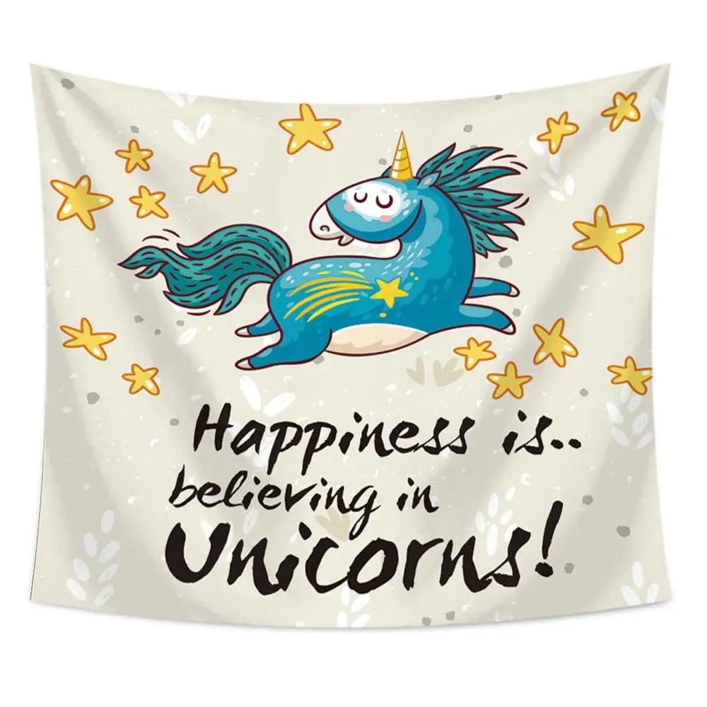 Cartoon Unicorn Print Tapestry Office Living Room Tapestry Home Wall Decoration Tapestry