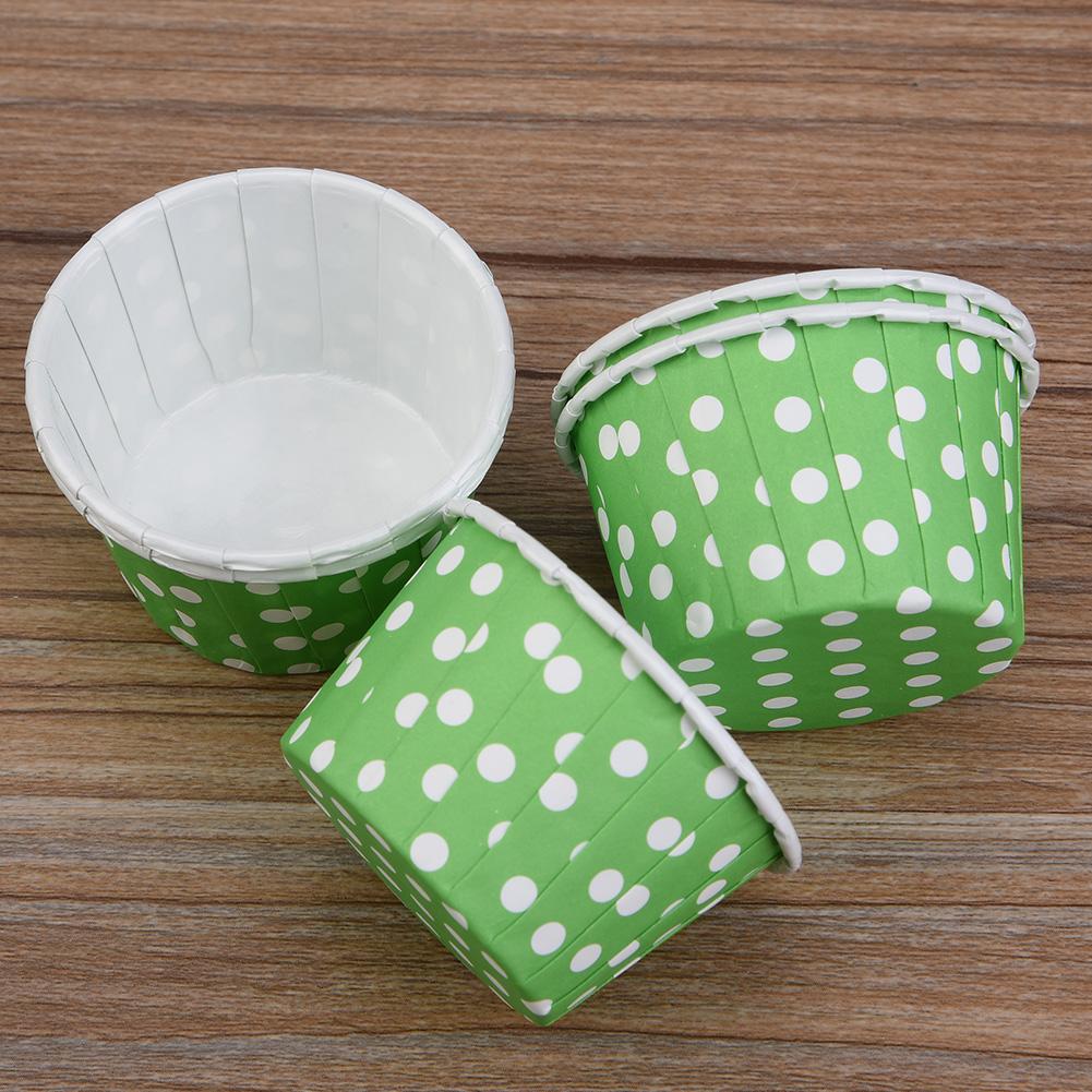 100PCS Mini Cupcake Liners Paper Round Cake Baking Cups Muffin Cases Wedding Home Green