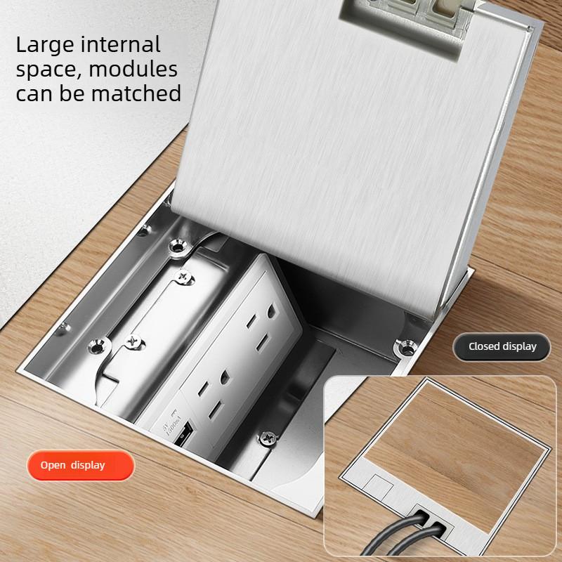 Stainless Steel Embedded Ground Socket Invisible Flat Style Floor Socket Universal Hidden Ground Socket Box