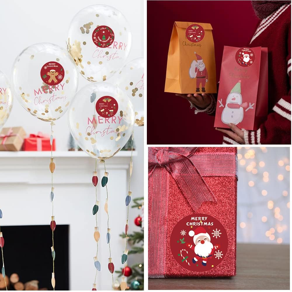 500pcs/Roll Merry Christmas Stickers Christmas Theme Seal Labels Stickers for DIY Gift Baking Package Envelope Stationery Decor