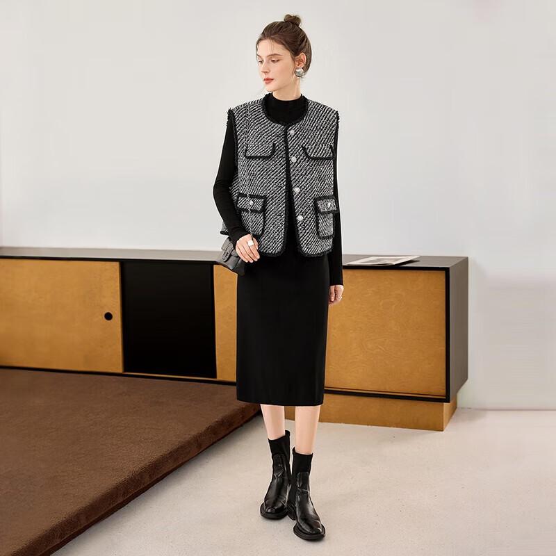 Women's French Retro Wool Blend Tweed Vest