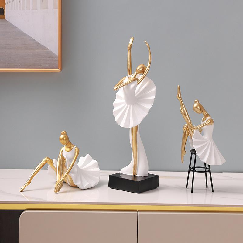 Modern Creative Ballet Dancer Girl Figure Resin Ornaments Children's Room Figurines Decoration Home Office Desk Sculpture Crafts