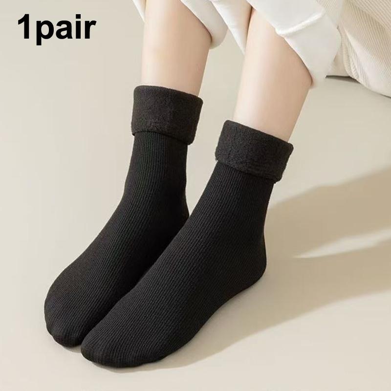 

1/5 Pairs Snow Socks For Women Autumn Winter Socks With Fuzzy Thickened Warm Sleeping Floor Stockings Women S Solid Color Socks
