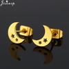 Small Stainless Steel Earrings Women Punk Jewelry Fashion Moon Leaf Scissors Snow Mountain Stud Earring Best Gift for Friends
