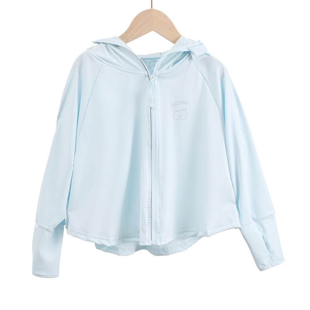 Kinder Bär Eis Seide Sonnenschutz Kapuzenpullover UPF50+ Leichte Atmungsaktive UV-Schutz Sommerjacke für Jungen und Mädchen