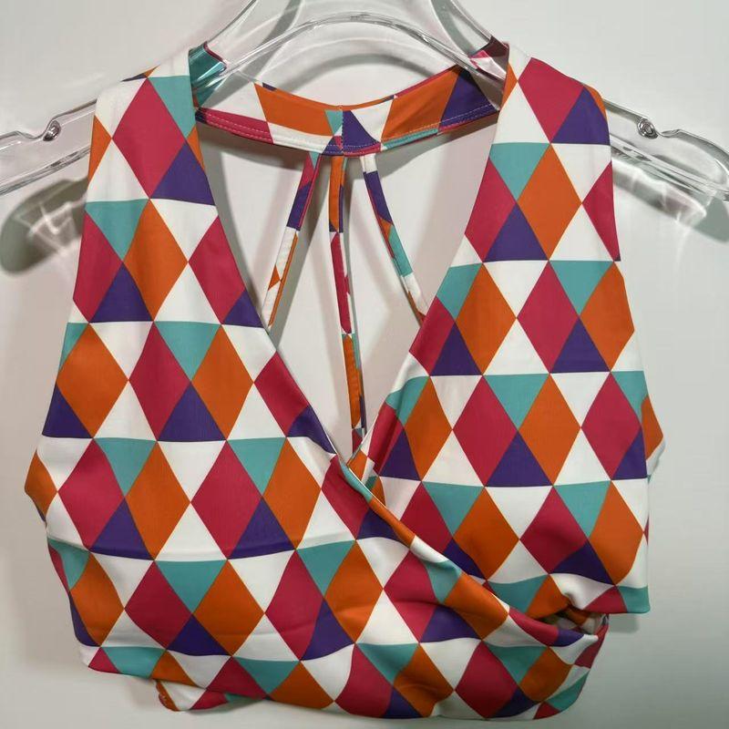 

Внешняя торговля Новый ретро стиль Гонконга Йога Красивая спина Универсальная мода Фиксированная цельная чашка Жилет Слинг Принт Одежда для йоги Ling Ge M