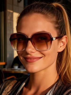 European and American Women's Retro Round Frame with Metal Plated Mirror Legs, Exquisite and Atmospheric Sunglasses, Daily Sun P