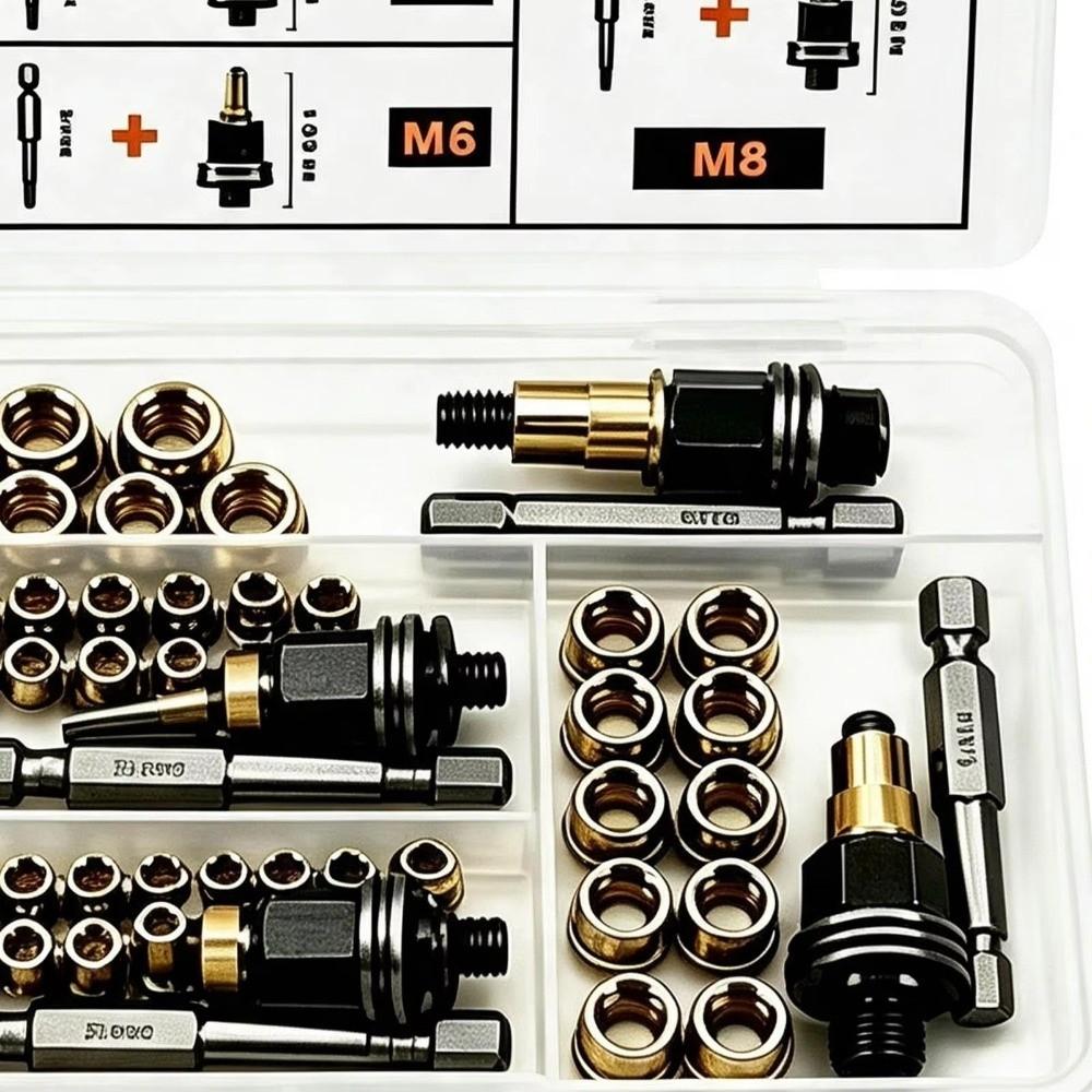 60/70 PCS Threaded Rivnut Kit Rustproof Threaded Insert Tool Rivet Nut Tool DIY Work