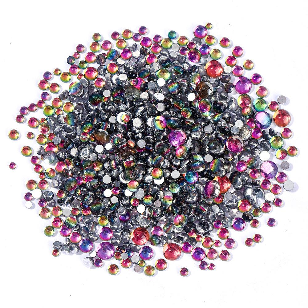 Nail Art Human Fish Bead Bag With 1440 Multi-Size Small Round Diamonds, Flat-Bottomed Nail Art Jewelry, High-Brightness Mixed Magic Diamond Jewelry.