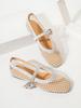 Round head fishing net grid hollow Mary Jane single shoes women go out in the summer of 2025 new sandals breathable sandals