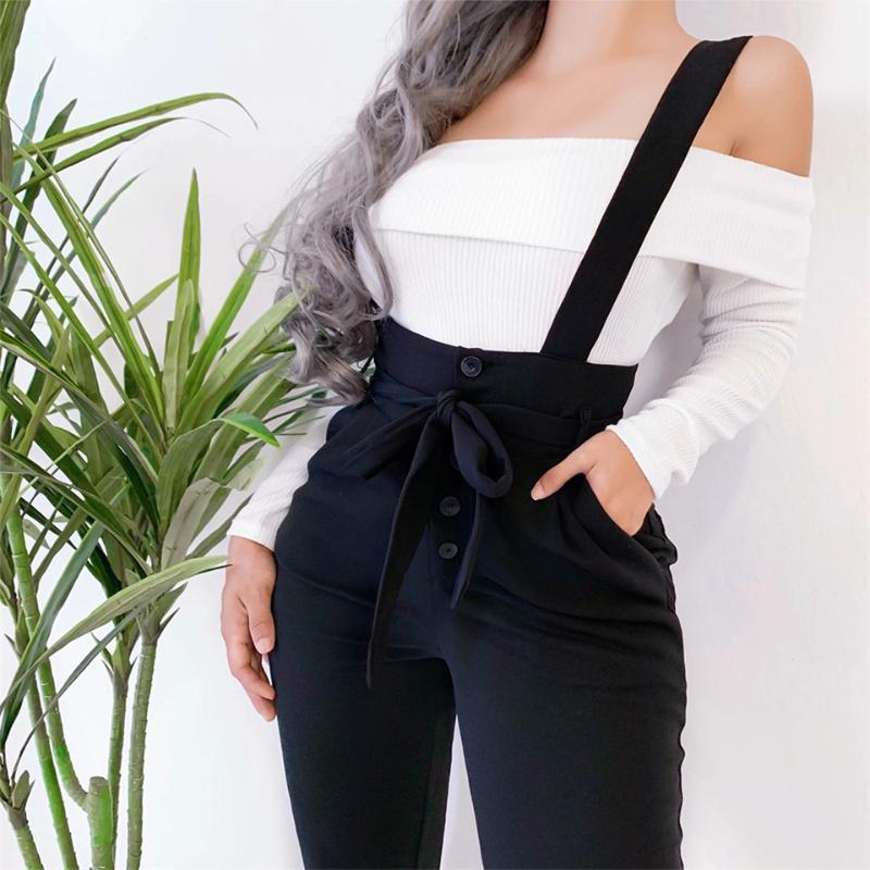Long Pants Sashes Design Button Pockets 