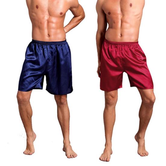 Men Beach Shorts Satin Soft Solid Color Underwear Elastic Waist Sleeping Plus Size Loose Pajamas Bottoms Men Clothes