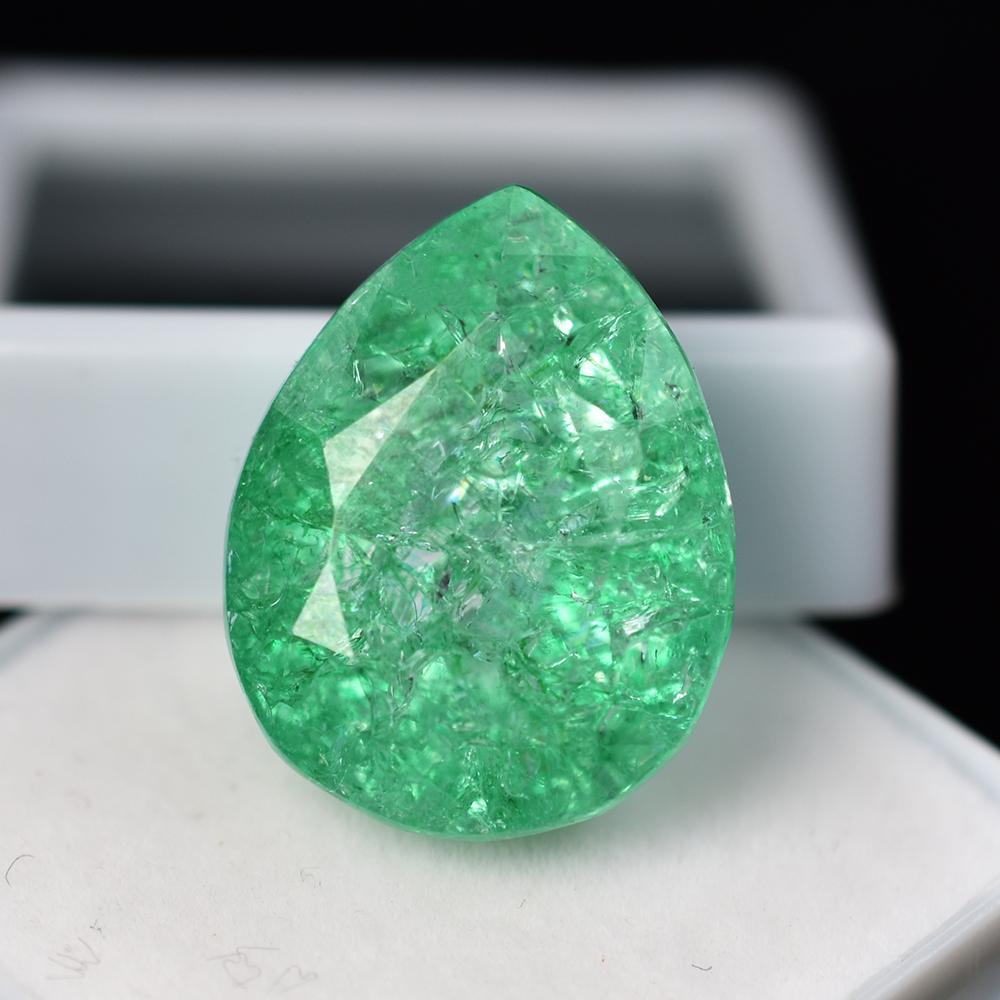 Green Emerald Certified GEMSTONE 20 Ct NATURAL Flawless Pear Cut