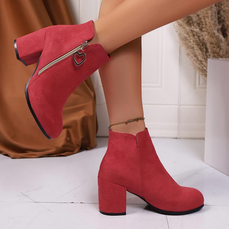 Autumn Fashion Women Platform High Heel Plus Size Shoes for Women 36-42 Casual Ankle Boots Pointed Toe Non-slip Boots