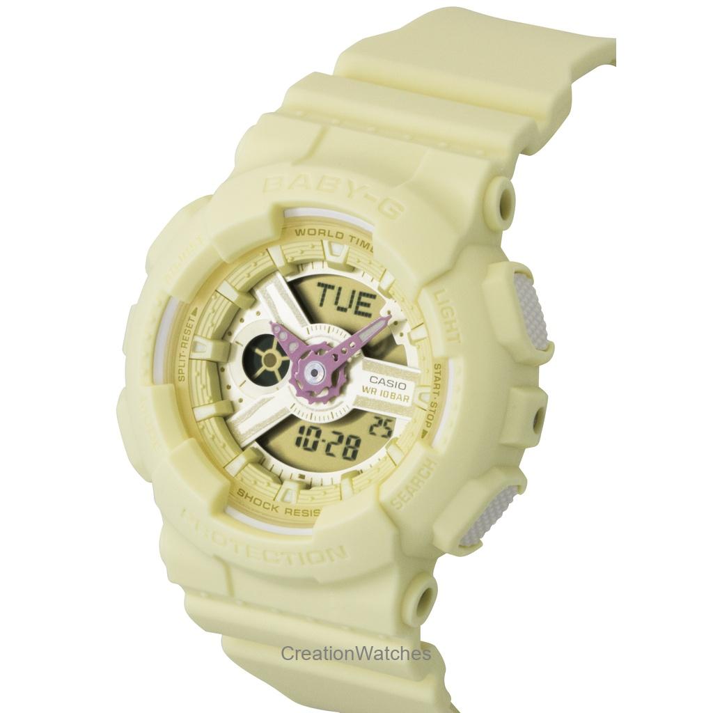Casio Baby-G Analog Digital Resin Strap Yellow Dial Quartz BA-110AH-9A 100M Women's Watch