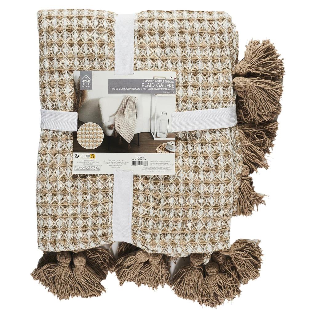 Honeycomb Blanket 120X150 Cm Made Of Polyester Beige