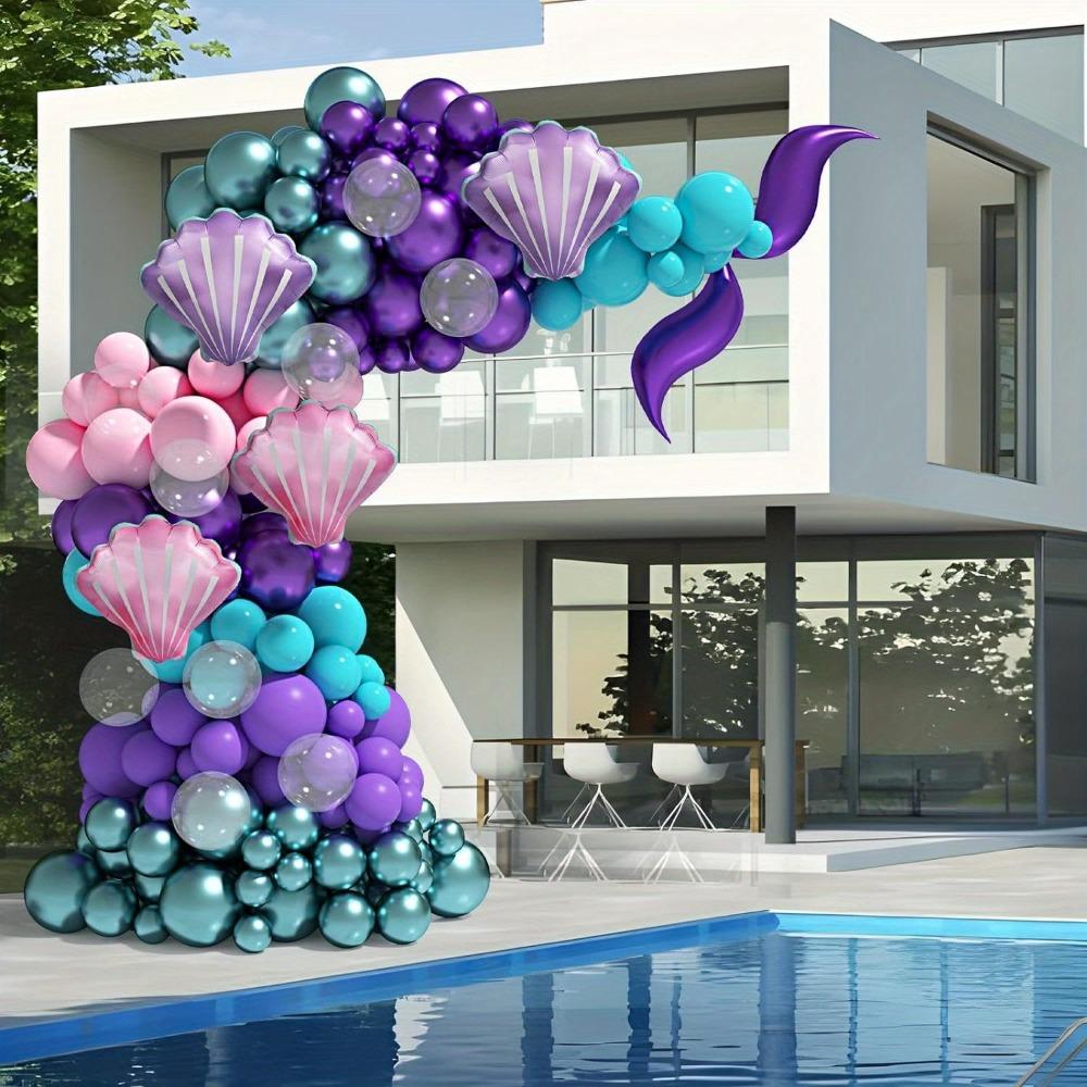 139pcs Mermaid Tail Balloon Arch Kit for Birthday Parties Bridal Showers Valentine's Day Summer Celebrations Decorating Supplies