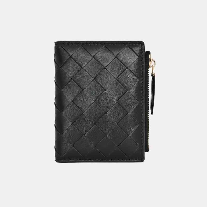 

Плетеный кошелек из коровьей кожи, поколение RFID, высококачественная молния, отделение для карт, нишевый квадратный короткий кошелек