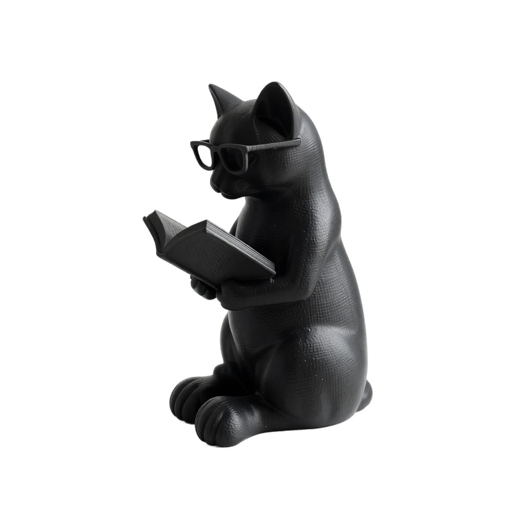 Reading Figurine with Glasses, Resin Statue for Bookshelf Desk Decor, Gift for Book Lovers and Lovers