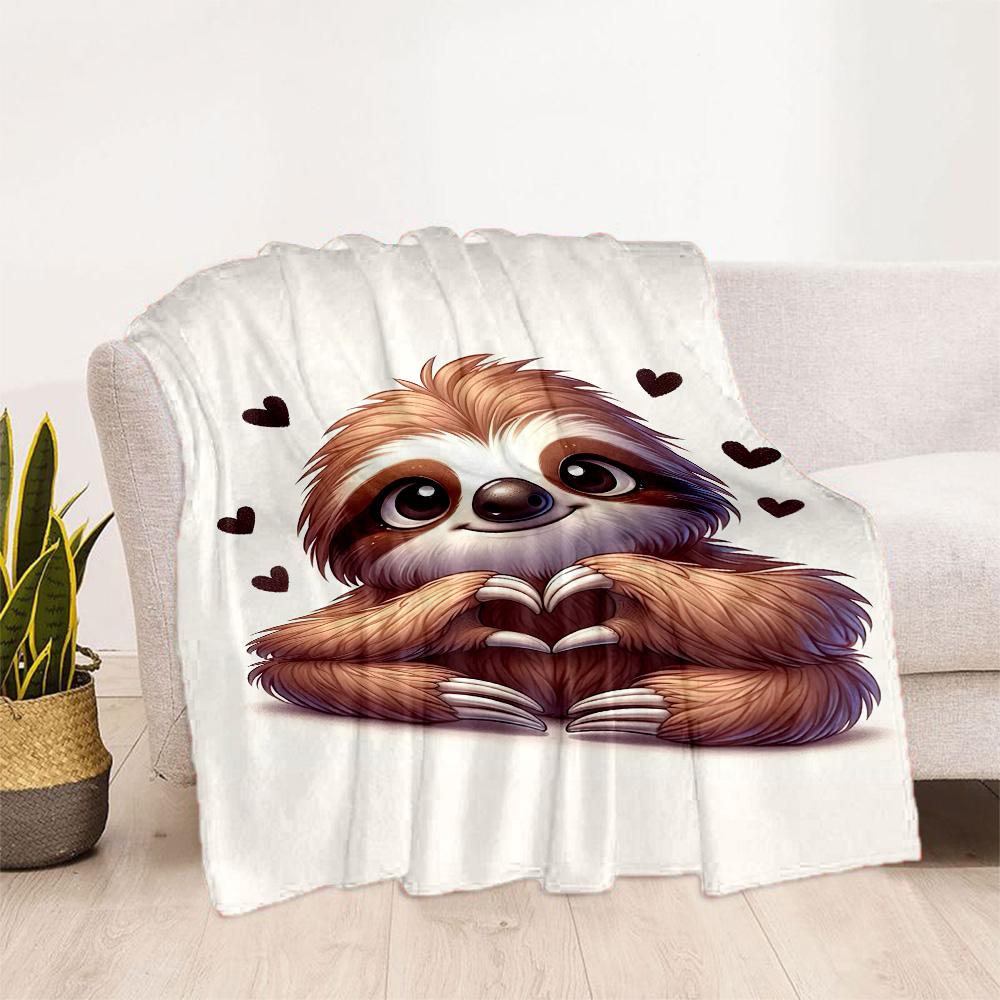 Love Sloth Heart Illustration Blankets are suitable for living rooms,making them an ideal choice for outdoor travel and gifts.