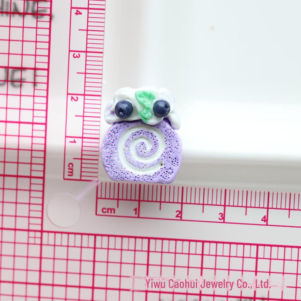 Sweet Fruit Cream Roll Cake Resin Dessert Hairpin Simulation DIY Accessory