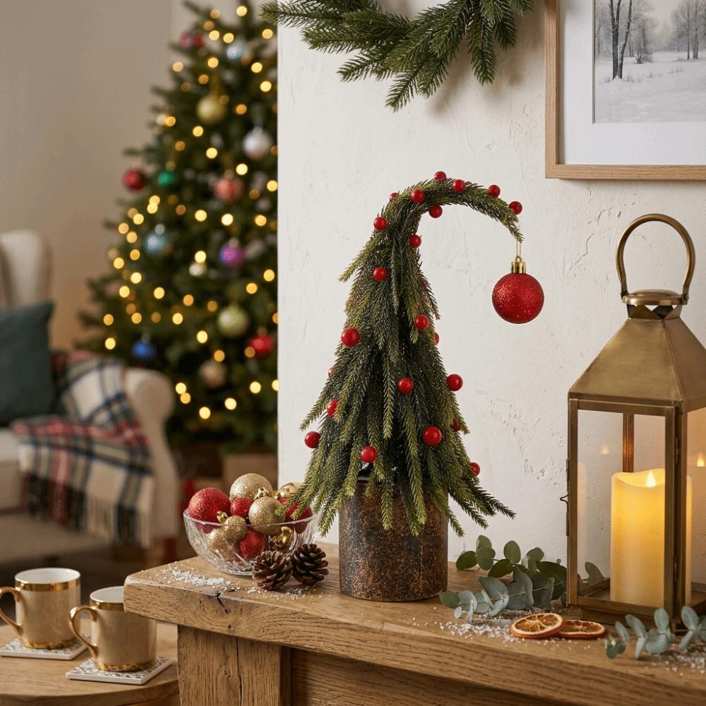 Dense Artificial Foliage Christmas Tree Bent Top Artificial Xmas Tree Christmas Party