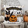 Halloween Decorative Linen Throw Pillow Cover With Single Sided Print (Pillow Insert Not Included)