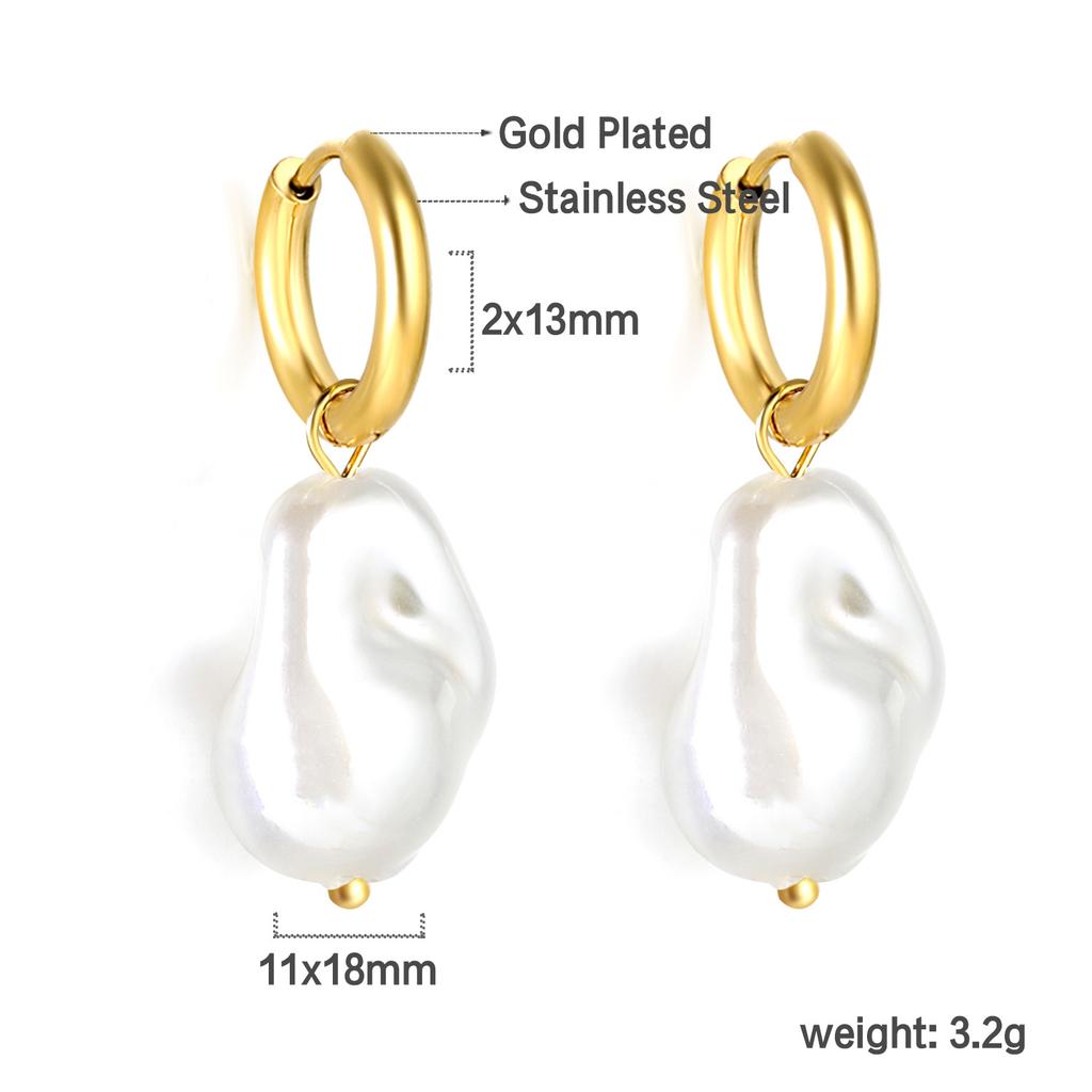 Elegant Baroque White Pearl Earrings Fashionable High-End Pearl Jewelry