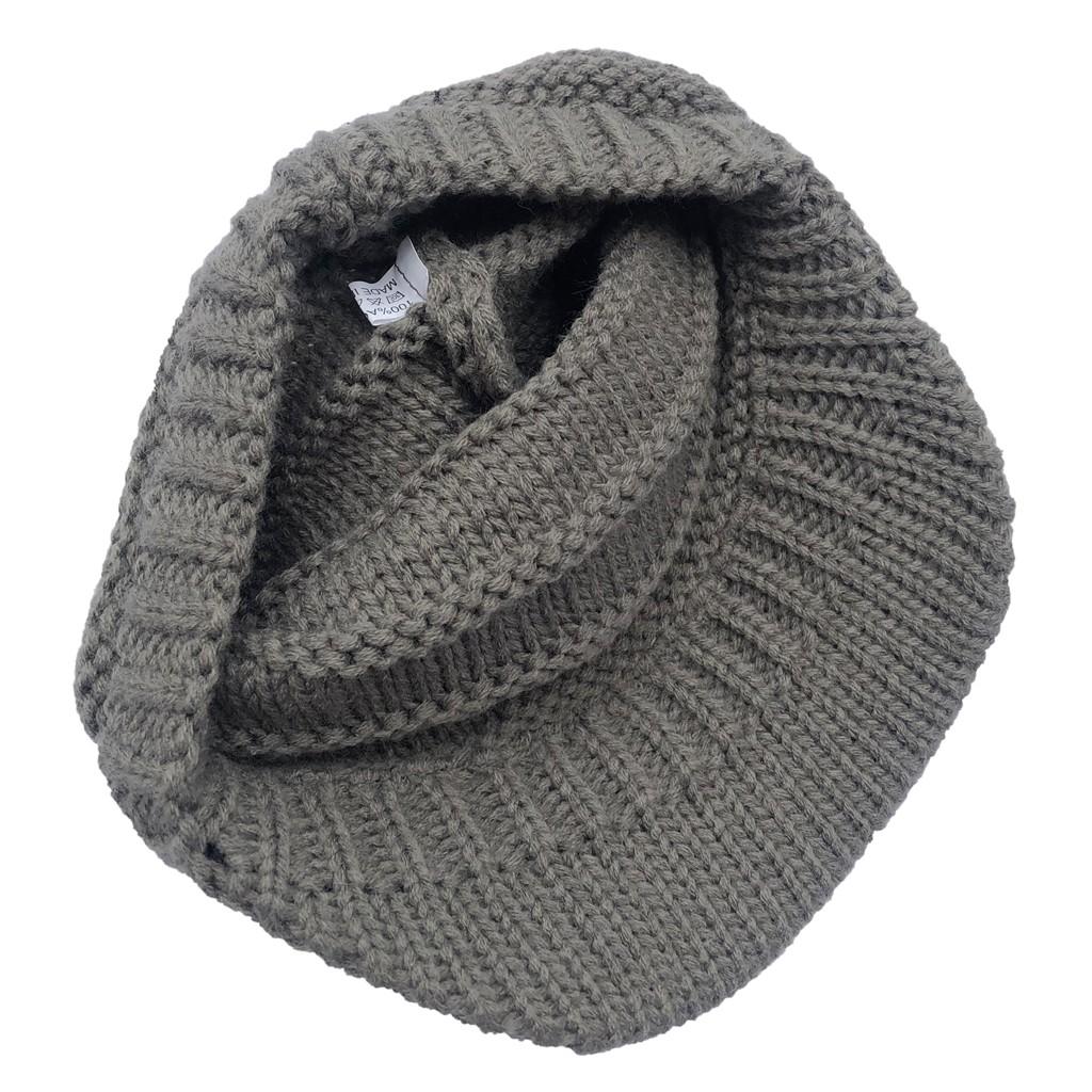 Cozy Knitted Beanie Hat with Visor for Women Warm Winter Cap in Vibrant Yellow, Stylish and Comfortable Design