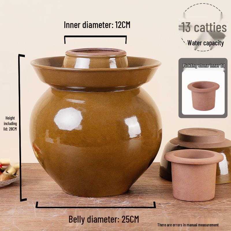 Large Earthenware Sichuan Pickled Vegetable Jar - Traditional Ceramic Sauerkraut Pot for Home Use