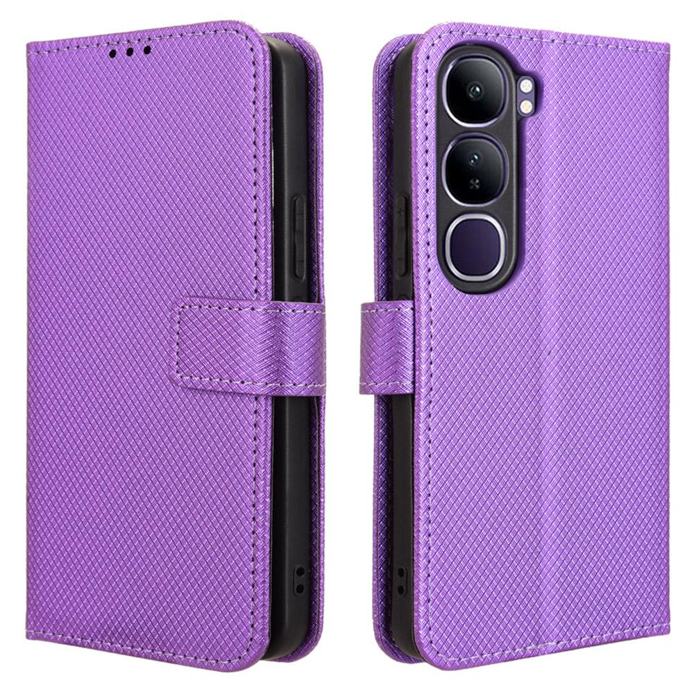 For vivo V40 Lite (Indonesia) 4G/5G Case PU Leather Diamond Texture Wallet Phone Cover