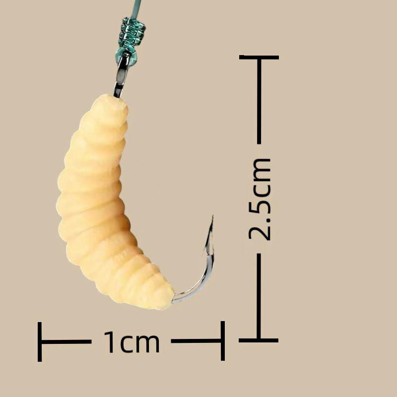 20Pcs Grub Lures Rubber Bread Worm Maggots Fishing Bait Set With Hooks For Bass Trout Crappie Bluegill Freshwater Fishing Parts