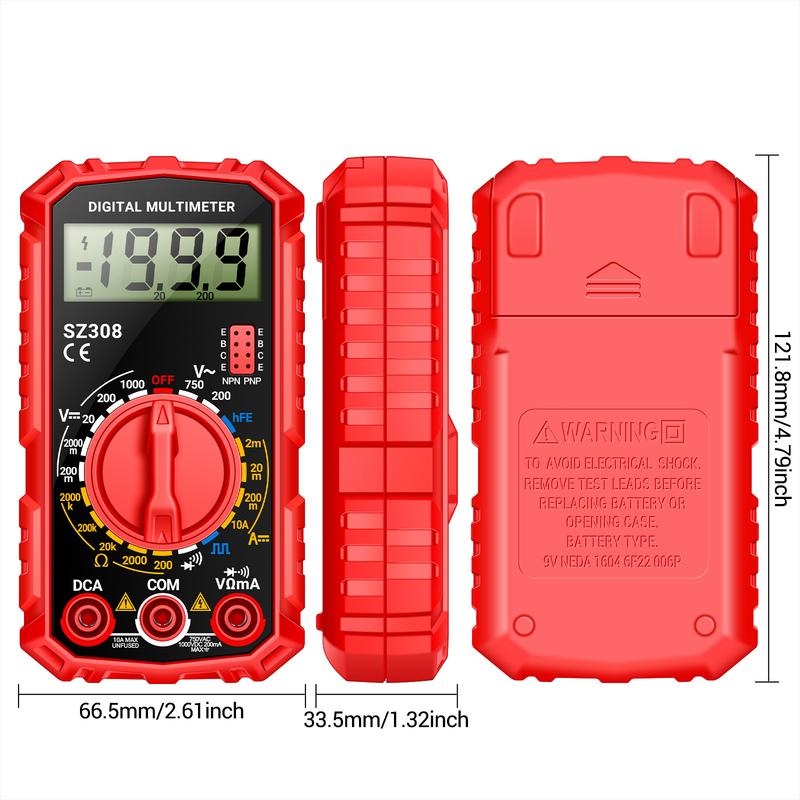 SZ308 1999 Counts Digital Multimeter Square Wave Tester Buzzer HFE Triode AC/DC Voltage Current Resistance Test Tool
